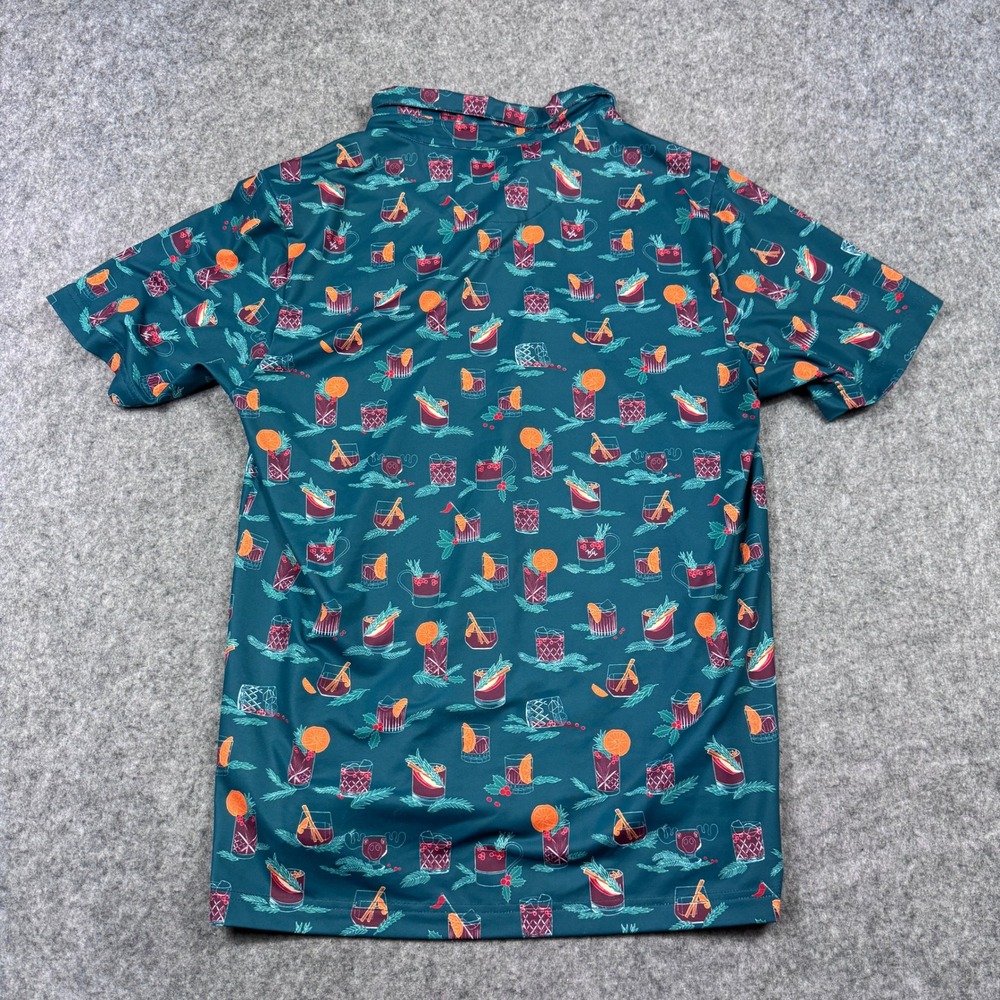 William Murray Polo Shirt Medium Green Holiday Cocktail Golf Print - Picture 3 of 9